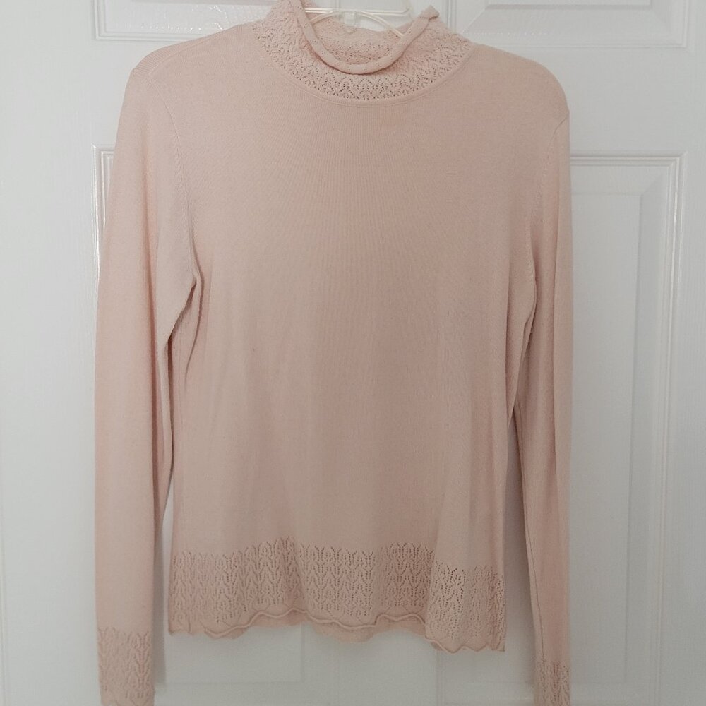 Silk Cashmere Light Sweater with Trim Details